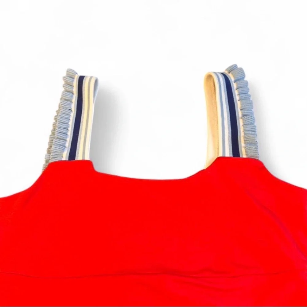 AS Revival Sports Bra Cropped Cami Red Ruffle Straps NWT Workout Cute size XL - Picture 2 of 7